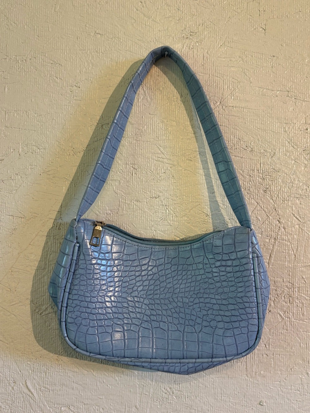 Blue Croc-Embossed Shoulder Bag for Women
